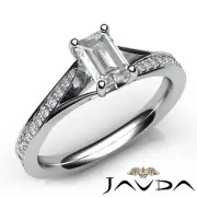 Classic Pave Set Emerald Diamond Engagement Ring GIA D-VS1 White Gold 1.16 Ctw