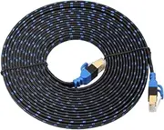 WOFASHPURET 8m Cat7 Ethernet Cable Double Shielded Network Cable 10gbps Speed LAN Cable for Router High Bandwidth Fiber Mesh Corrosion-Resistant Sturdy Nylon Braided