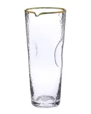 Classic Touch Pebble Glass Water Pitcher with Gold Rim