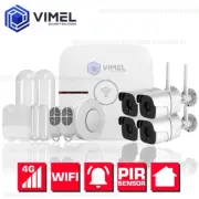 Home Alarm Security 4 Cameras System 4G WIFI Wireless Sensors & Smoke Detector