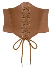 Women Brown Belt for Dress Wide Elastic Belt Stretch Cinch Belts Brown M