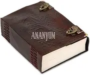 ANANYOM Handcrafted Leather Journal Notebook for Writing 10x7 inches Brown, Tree of Life Hand Embossed Design,Two Brass Clasp Lock,Unlined Paper, Perfect for Writing, Sketching, and Travel Diary