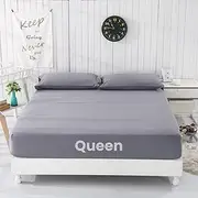 GLUYOHEY Grounding Sheet Queen, Organic Cotton + Silver Fiber, Fitted Bottom Sheets with 180 inch Grounding Wire, Earthing Mat for Better Sleep Gray 152 * 203 * 30/Hui