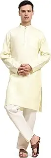 [SKAVIJ] Men Cotton Blend Kurta Pyjama Party Fashion Regular Ethinic Wear Indian Dress Set