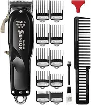 Wahl Professional Senior Clipper - Hair Clipper - Men's Hair Trimmer - Black - Cordless - 1.5mm, 3mm, 4.5mm Guide Combs - 6,700rpm Rotary Motor - 70min Run Time - 1 Year Warranty