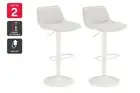 Set of 2 Matt Blatt Joey Height Adjustable Bar Stools (White/Beach Sand),