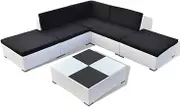 vidaXL Outdoor Poly Rattan Garden Lounge Set, 6-piece with Cushions- Sturdy Steel Frame White