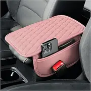 Arm Rest Cover for Car,Leather+Memory Foam Center Console Cover with Storage Bags,Universal Middle Console Cover Car Accessories Interior for Most Cars Center Consoles (Pink)