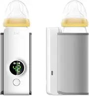 Portable Bottle Warmer for Travel, Rechargeable Baby Bottle Warmer Wireless Portable Infant Milk Warmer, 6000mAh Battery Powered, Temperature Digital Display