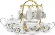 Porcelain Tea Set Tea Cup Set 22-Piece Porcelain Ceramic Coffee Tea Gift Sets Cu