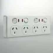 4 Gang Quad Double Pole GPO with NEON Indicator Outlet 10 amp Power Point Socket
