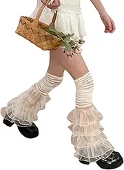 [SYHVGI] Women Y2k Ruffle Lace Leg Warmers Boot Cuffs Covers Elastic Socks Harajuku Aesthetic Streetwear