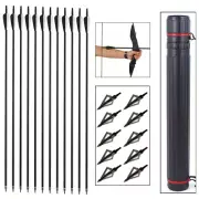 31inch Carbon Arrows with Quiver OR Broadheads for Recurve/Compound Bow Hunting