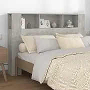 Headboard Cabinet, Storage Bed Headboard Beds Head Frame Concrete Grey 160 cm