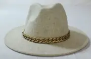 C.C. Women's Ryan Chain Detail Fedora Hat CD4 Heather Oatmeal One Size NWT