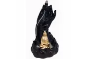 Crystal Wonderland Kwan Yin Lotus Hand Ceramic Backflow Incense Cone Burner