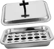 Alipis 1 Set Communion Tableware Tray Tray for Cups Christening Plates Bread Plate Wine Cup Holder Plate Altar Supplies Christening Party Favors Wedding Supplies Stainless Steel Silver
