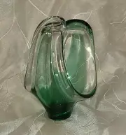 Hand Blown/Pulled Green Art Deco Style Glass Sculpture Vase/Bowl EXQUISITE!