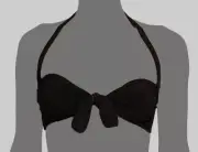 $104 Norma Kamali Women's Black Solid Tie-Front Bra Bikini Top Swimwear Size XS