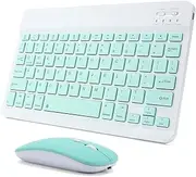 Rechargeable Bluetooth Keyboard and Mouse Combo for iPad, Ultra-Slim Portable Wireless Mouse Keyboard for iPad Pro Air Mini iPhone Samsung Tablet Cell Phone Android, iPadOS/iOS 13 and Above (Green)