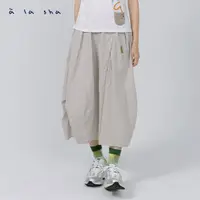 在飛比找momo購物網優惠-【a la sha】寬鬆不對稱剪接褲裙