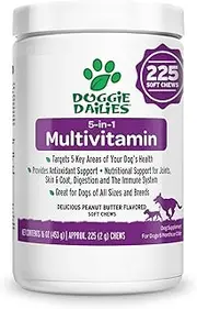 Doggie Dailies 5 1 Multivitamfor Dogs, 225 Soft Chews, Grafree Dog Multivitamfor Skand Coat Health, Joint Health, Improved Digestion, Heart Health and Enhanced Immunity