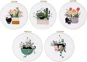 domoi 5 Sets Embroidery Kit for Beginners Adults, Hand Embroidery Kit Embroidery Kit for Beginners
