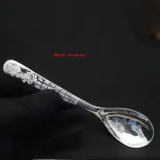Solid 999 Fine Silver Spoon Lucky 福 Character Pattern Dinner Spoon 5.90inch