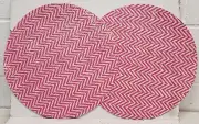 Set of 2 Round Woven Polypropylene Placemats(15")PINK/FUCHALA & WHITE CHEVRON,LT