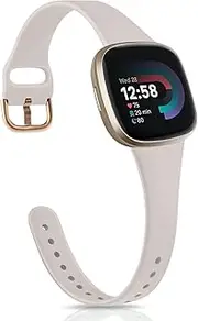 Slim Bands for Fitbit Versa 3 Band/Fitbit Versa 4 Bands, Fitbit Sense/Sense 2 Bands Women Men, Soft Silicone Bands Adjustable Wristbands Replacement Strap for Fitbit Versa 3/Sense Smartwatch