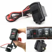 Car Marine Boat Jack Dual Ports USB Socket Charger Carling Red Panel Voltmeter