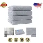 4-Pack Microfiber Bath Towels - Extra-Large 57 x 30 in with Satin Trim, Gray