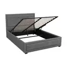 Artiss Tiyo Bed Frame Fabric Gas Lift Storage - Grey Double