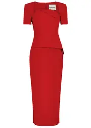 Roland Mouret Peplum Midi Dress - Red - 6 (UK6 / XS) 6 (UK6 / XS)
