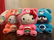 Care Bears Hello Kitty 9" plush BADTZ-MARU CINNAMOROLL & HELLO KITTY SET IN HAND