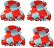 YOEMAYUNER Checkered Hair Claws Small Hair Clips for Women Cute Claw Clips for Girls Hair Clips Claw Black White Hair Accessories for Girls, 4PCs (Red)