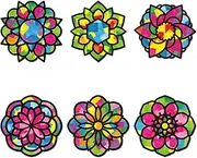 Qyeahkj 36 Set Mandala Tissue Paper Crafts DIY Mandala Window Suncatcher Craft Kit Hanging Decor Ornament for Summer School Home Activity Art Project Birthday Party Favors Gifts