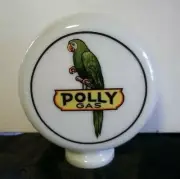 POLLY GAS GASOLINE ONE PIECE GAS PUMP GLOBE MILK GLASS AUTO CAR YARD