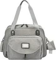 BÉABA - Genève II - Baby Changing Bag - Diaper Bag for Babies and Newborn - Large capacity - Baby Changing Mat - Isothermal lunch pouch - Buggy attachment system - Grey/Corail