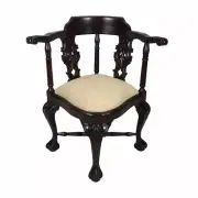 Solid Mahogany Wood Arm Corner Chair Antique Chippendale Reproduction Style