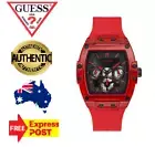 NEW GUESS PHOENIX GW0203G5 RED/BLACK/SILICONE SKELETON DIAL MENS WATCH