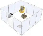Pet Playpen Portable Small Animals Playpen, Rabbits Fence Yard Fence for Guinea Pigs,Bunny,Hamsters, Hedgehogs, Puppies-17.7''x13.7'' (Transparent - 12 Panels(Contain 1 Door))