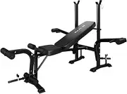 BLACK LORD Foldable Weight Bench Press with Butterfly Arm and Adjustable Barbell Rack, FID Bench with Biceps Bar, Multi-Station Home Gym Fitness Equipment for Strength Training, Max 250kg, All Black