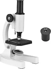100-200X Magnification Biological Compound Monocular Microscope with Huygens Eyepiece for Home School La Tory Biological Education Parts Texting Students Adults White One Size