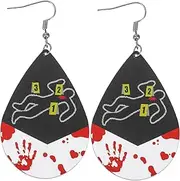 WOONEKY Halloween Earrings Halloween Ear Piercings Halloween Crime Scene Earrings Cosplay Pendant Ear Jewelry Halloween Dangle Ear Rings Costume Earrings Ear Ornament Acrylic