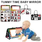 Baby Tummy Time Floor Mirror with Soft Cloth Books and Teethers Montessori heKWs