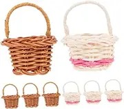 DOITOOL 8pcs Rattan Shopping Basket Hamper Storage Basket Hand-woven Baskets Mini Basket with Handle Wedding Basket Woven Mini Baskets Mini Basket Adorn Shopping Basket Plastic