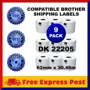 9 Rolls Compatible Brother DK-22205 White Continuous Label for QL-570 QL-700