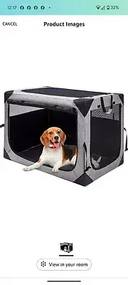 Hiaksedt Dog Crates - 36 Inch Collapsible Soft Dog Crate, 3-Door Foldable Sof