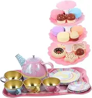1 Set Imitation Tea Little Metal Teapot and Cups for Pretend Play and Afternoon Tea Parties Safe Tinplate Spark Imagination and Creativity